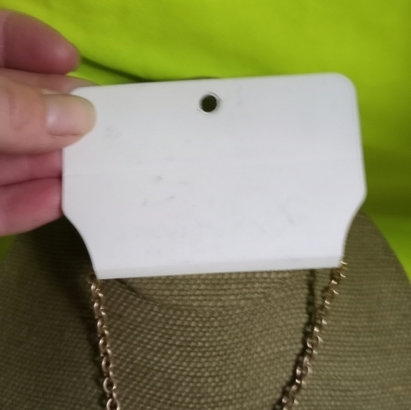 Loft long dangle Crystal goldtone chain necklace - Picture 3 of 7